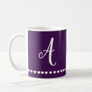 Elegant Eggplant Lila och White Monogram Initial Kaffemugg