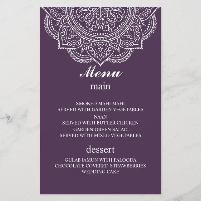 Elegant Eggplant Paisley Indian Hindu Bröllop (Framsida)