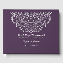 Elegant Eggplant plum Paisley Mandala Guest Bok