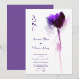 Elegant Eggplant Violet Tulip Blommigt Bröllop Inbjudningar