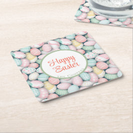elegant Eggs och anpassningsbar namn Underlägg Papper Kvadrat