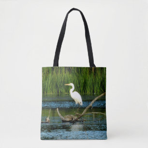Elegant Egret-utskriften Tote Bag Tygkasse