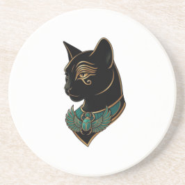 Elegant egyptisk svart katt sandstens Coaster Underlägg