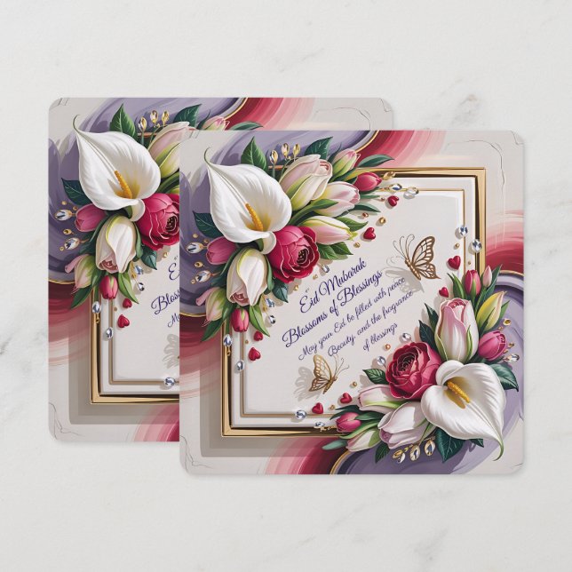 Elegant Eid Al Adha Välkomstkort med Vit Calla Kort (Fram/baksida)