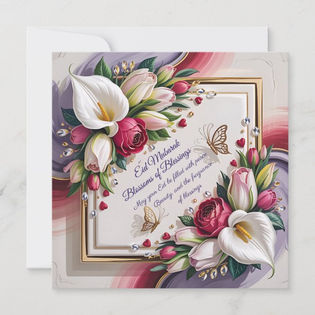 Elegant Eid Al Adha Välkomstkort med Vit Calla Kort (Framsida)