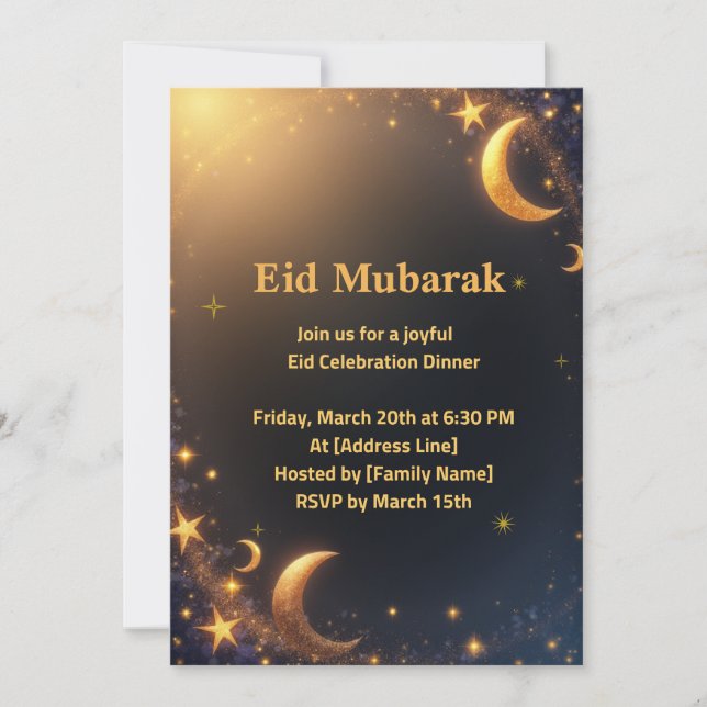 Elegant Eid-firande inbjudan (Framsida)