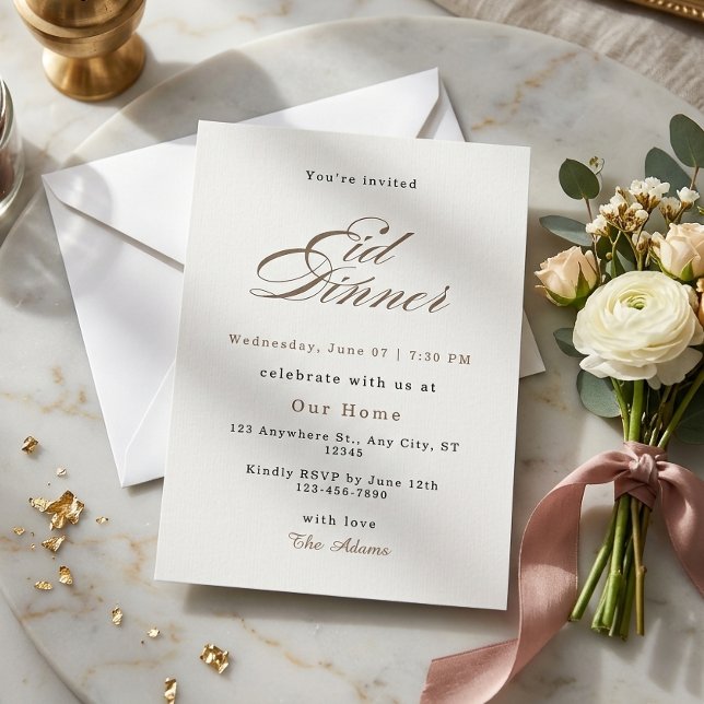 Elegant Eid Middagsinbjudan Minimalistisk Guld  Inbjudningar (Skapare uppladdad)