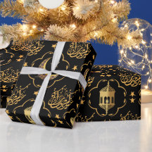Elegant Eid Mubarak arabisk kalligrafi guld svart