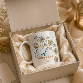 Elegant Eid Mubarak arabisk kalligrafi månar stjär Kaffemugg