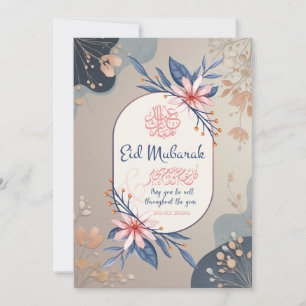 Elegant Eid Mubarak Blommig Islamskt Välkomstkort Inbjudningar