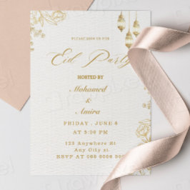 elegant eid mubarak Blommigt Beige Muslim Inbjudningar