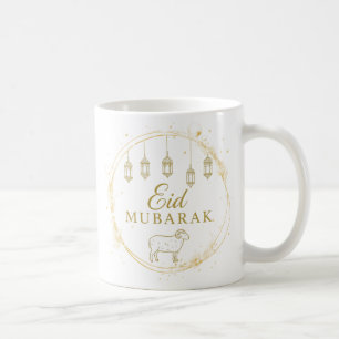 Elegant Eid Mubarak Guld Lantern & Sheep Design Kaffemugg