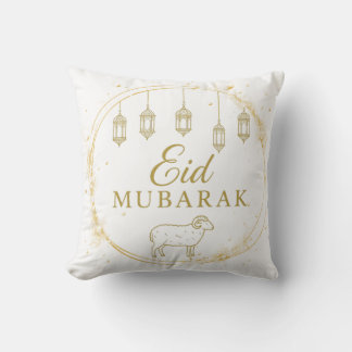 Elegant Eid Mubarak Guld Lantern & Sheep Design Kudde