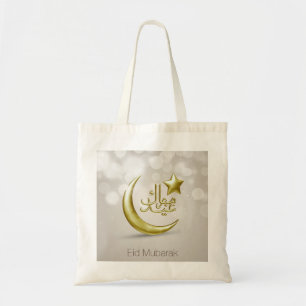 Elegant Eid Mubarak Guld Måne Star - Budgetplan To Tygkasse