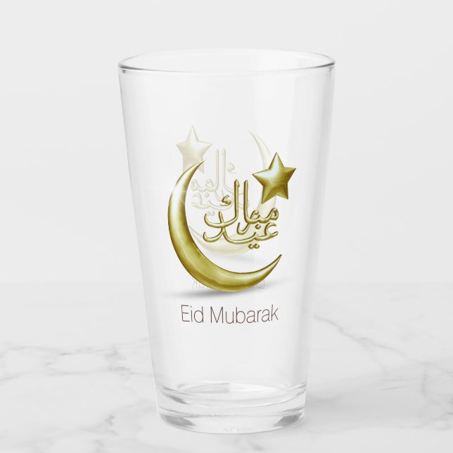 Elegant Eid Mubarak Guld Måne Star Glaskopp (Framsida)