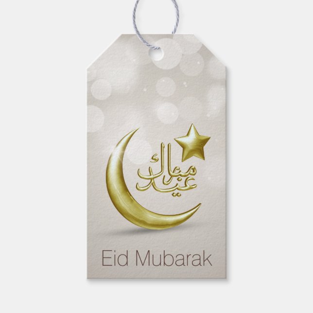 Elegant Eid Mubarak Guld Måne Star - Märkre Presentetikett (Framsidan)