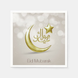 Elegant Eid Mubarak Guld Måne Star - Pappersservet Pappersservett