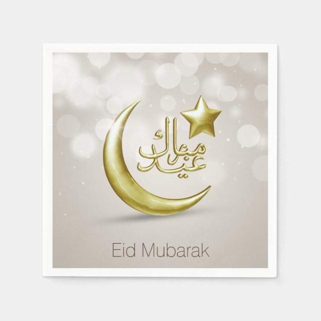 Elegant Eid Mubarak Guld Måne Star - Pappersservet Pappersservett (Framsidan)