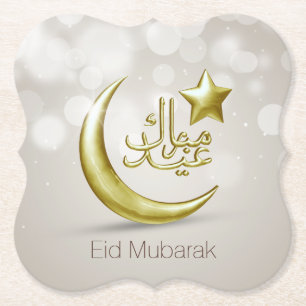 Elegant Eid Mubarak Guld Måne Star - Papprare Unde Underlägg Papper