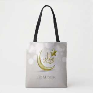 Elegant Eid Mubarak Guld Måne Star - Tote Bag Tygkasse