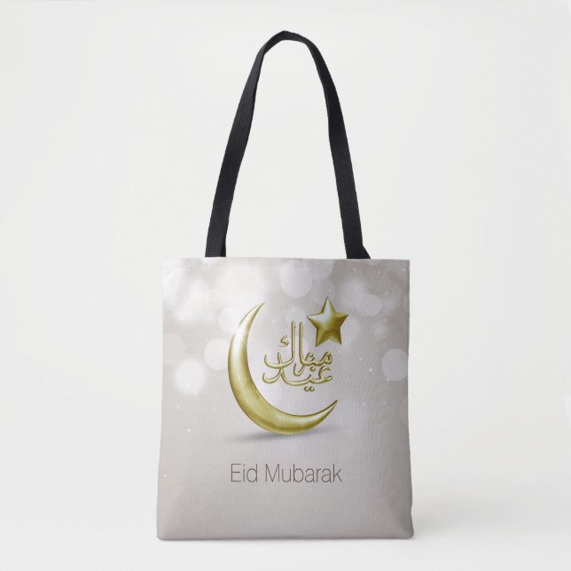 Elegant Eid Mubarak Guld Måne Star - Tote Bag Tygkasse (Framsida)