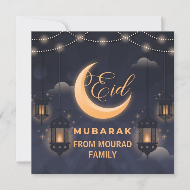 Elegant Eid Mubarak kalligrafi Julkort (Framsida)