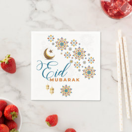 Elegant Eid Mubarak kalligrafi månar stjärnor Pappersservett