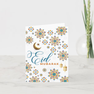 Elegant Eid Mubarak Måne Stars Tack Kort