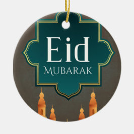 Elegant Eid Mubarak moské silhuett konst Julgransprydnad Keramik