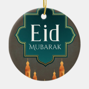 Elegant Eid Mubarak moské silhuett konst Julgransprydnad Keramik