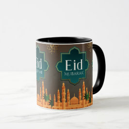 Elegant Eid Mubarak moské siluett konst Mugg