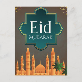 Elegant Eid Mubarak Moské Skyline Art Helg Vykort