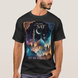 Elegant Eid Mubarak Mosque & Crescent Måne Manar T Shirt