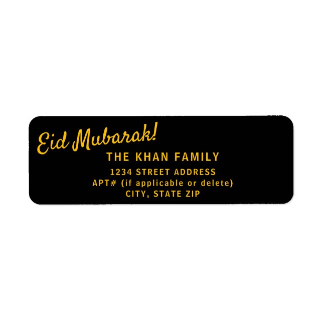 Elegant Eid Mubarak Returadress Sticker-etikett Etikett (Framsidan)