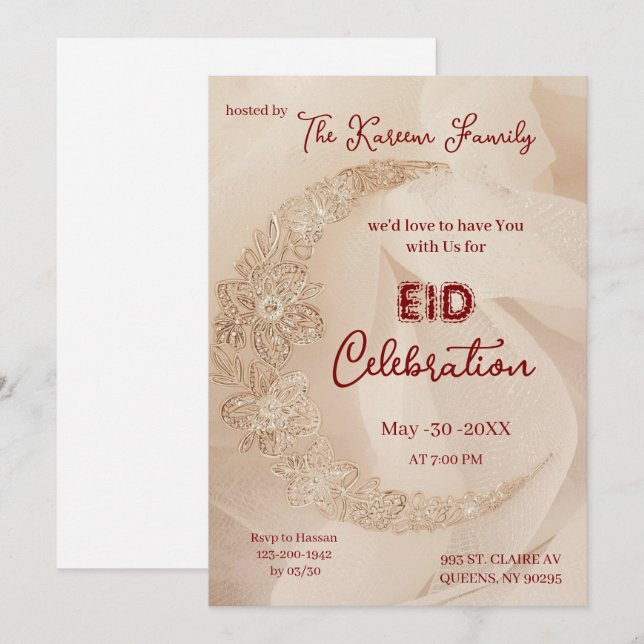 Elegant Eidfirande  Eid-fest Inbjudan (Fram/baksida)