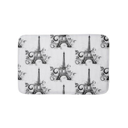 Elegant Eiffel Torn Paris Black White Flourish Badrumsmatta