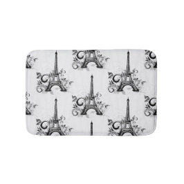 Elegant Eiffel Torn Paris Black White Flourish Badrumsmatta