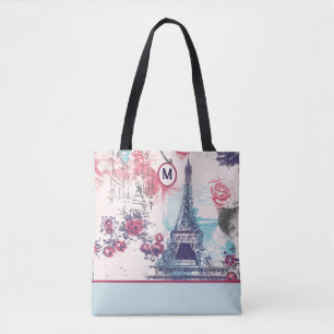 Elegant Eiffel Torn Paris och Röd ros Tote Bag Tygkasse