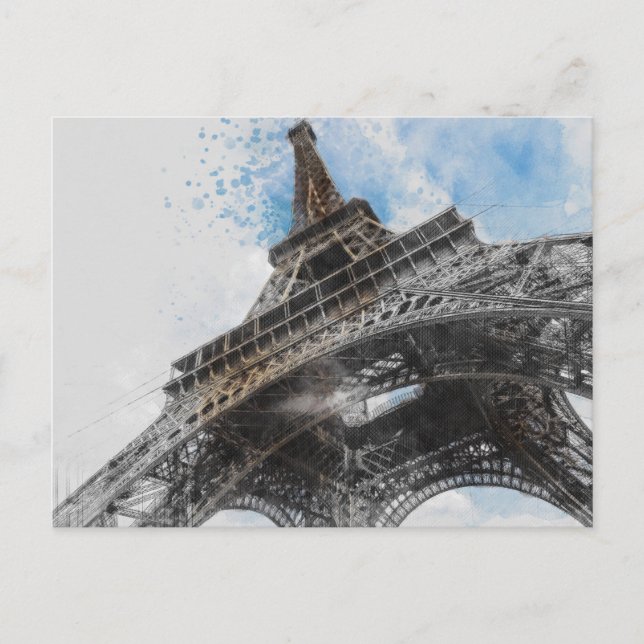 Elegant Eiffeltornet Paris vykort – Fransk konstst (Framsida)