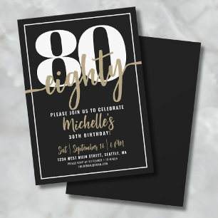 Elegant Eighty Guld 80-årsfirande Inbjudningar