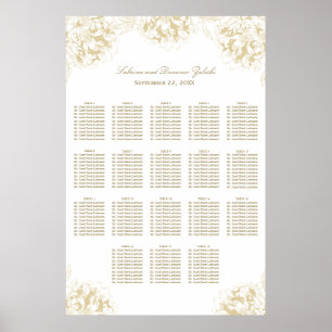 Elegant Eivorianska Guld Blommigt Peony Bröllop Se Poster
