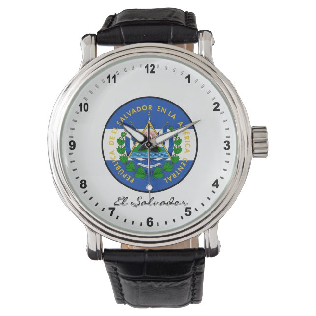 Elegant El Salvador Watch & El Salvador Flagga Armbandsur (Framsida)