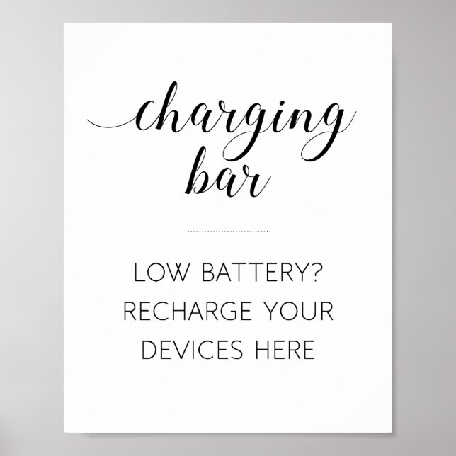 Elegant Electronics Charging Bröllop Sign Poster (Framsidan)