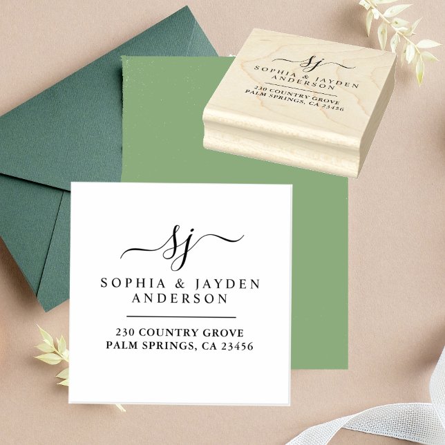 Elegant elegant bröllop monogram stämpel (Skapare uppladdad)