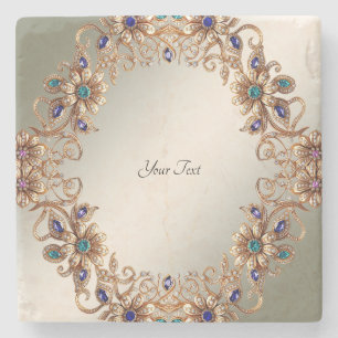 Elegant Elegant Guld Juvel Blommor Sten Underlägg