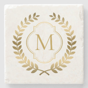 Elegant Elegant Guld Utandning Monogram Stenunderlägg