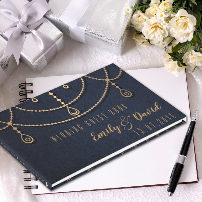Elegant, elektrisk, blå, texturerad traditionell d gästböcker (Elegant Electric Blue Textured Traditional Design Guest Book)