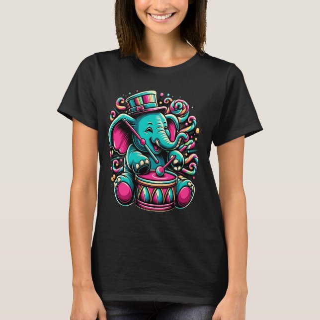 Elegant Elephant Sylt med Top hat och rom T Shirt (Framsida)