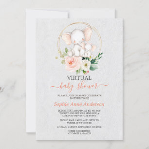 Elegant Elephant Virtuell Baby Shower by Mail Inbjudningar