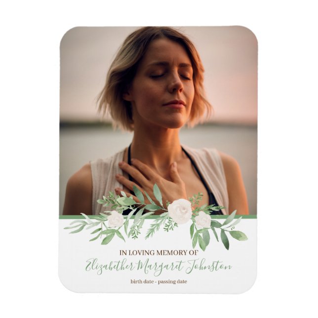 Elegant Elfenben-Blommigt i Loving Memory Funeral Magnet (Vertikal)